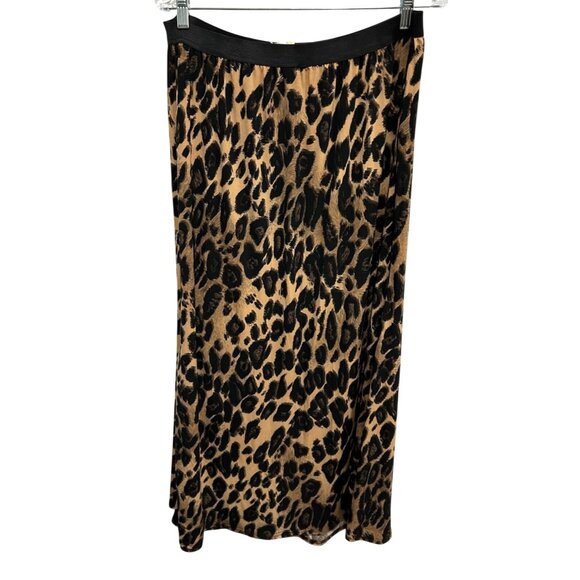 Hot n Hollywood Leopard Print Midi Skirt Elastic Waist Size Medium - Picture 1 of 9